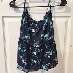 Floral cross back flowy tank